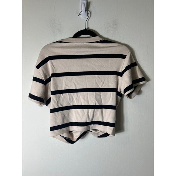 Tanya Taylor Black and Cream Striped Blouse - Picture 2 of 3